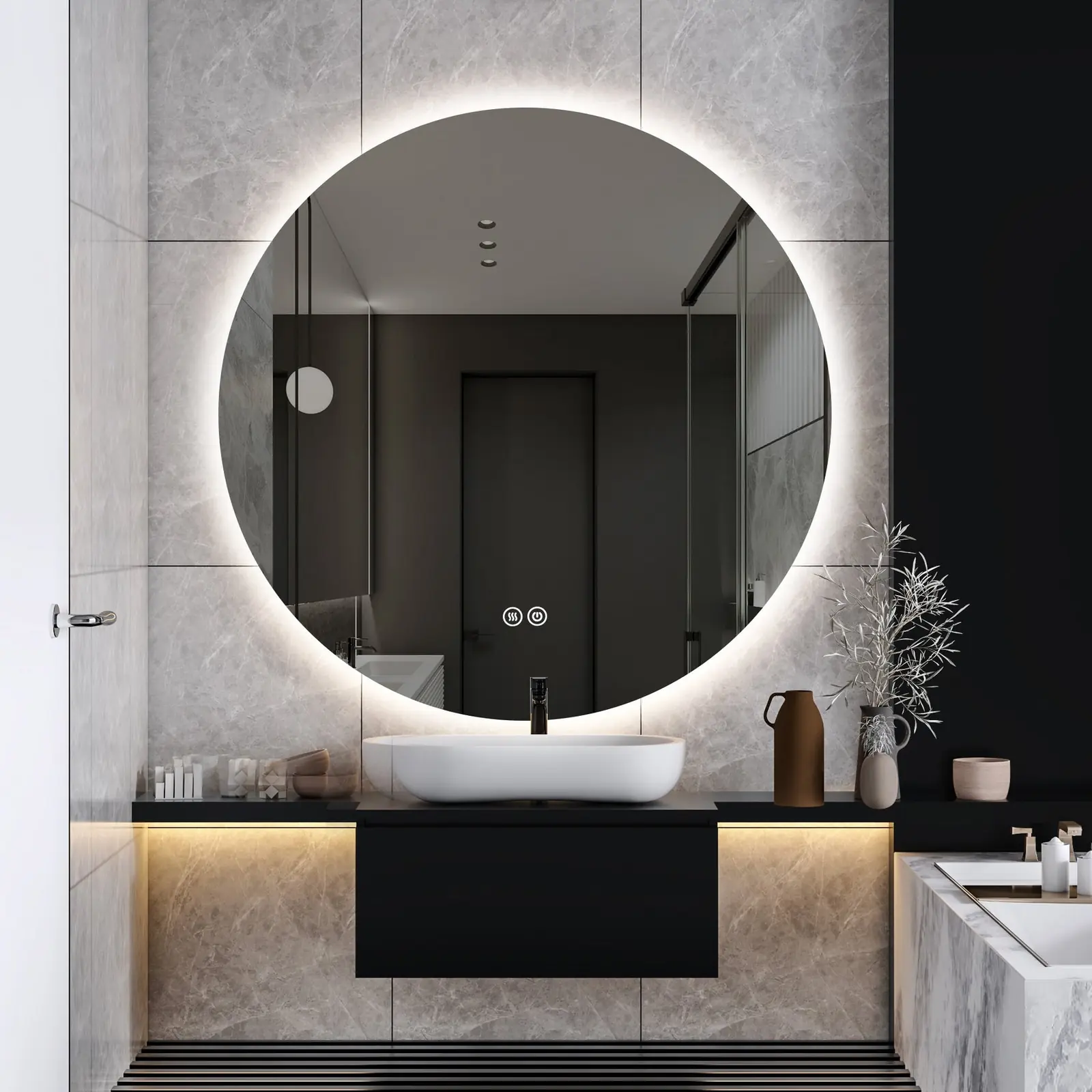 Yuvarlak arkadan aydınlatmalı LED ayna